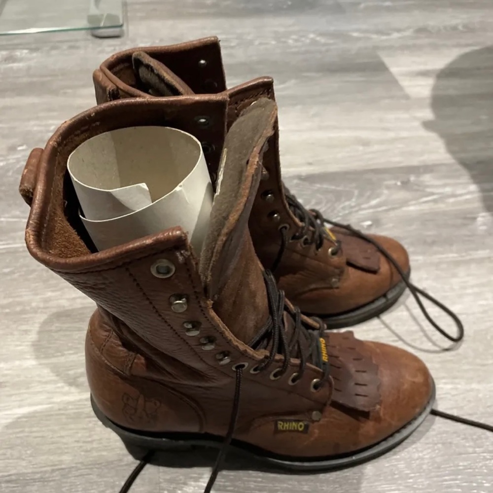 Rhino Leather Lace Up Packer Boots Women 7.5  Western Cowboy Never worn